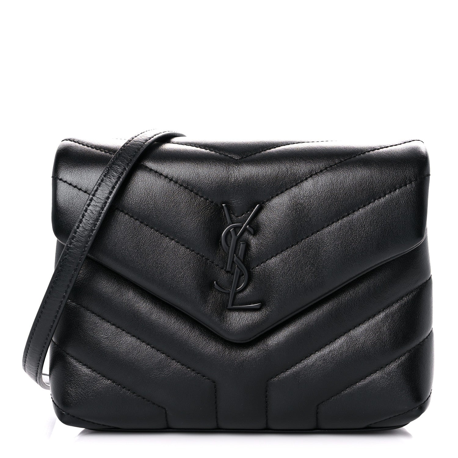 Saint Laurent Calfskin Y Quilted Monogram Toy Loulou Crossbody Bag Black 1 of 10