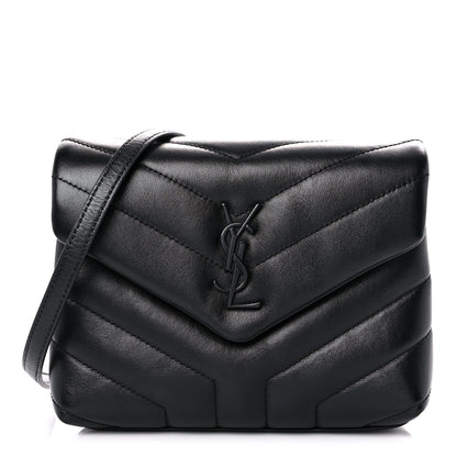 Saint Laurent Calfskin Y Quilted Monogram Toy Loulou Crossbody Bag Black 1 of 10