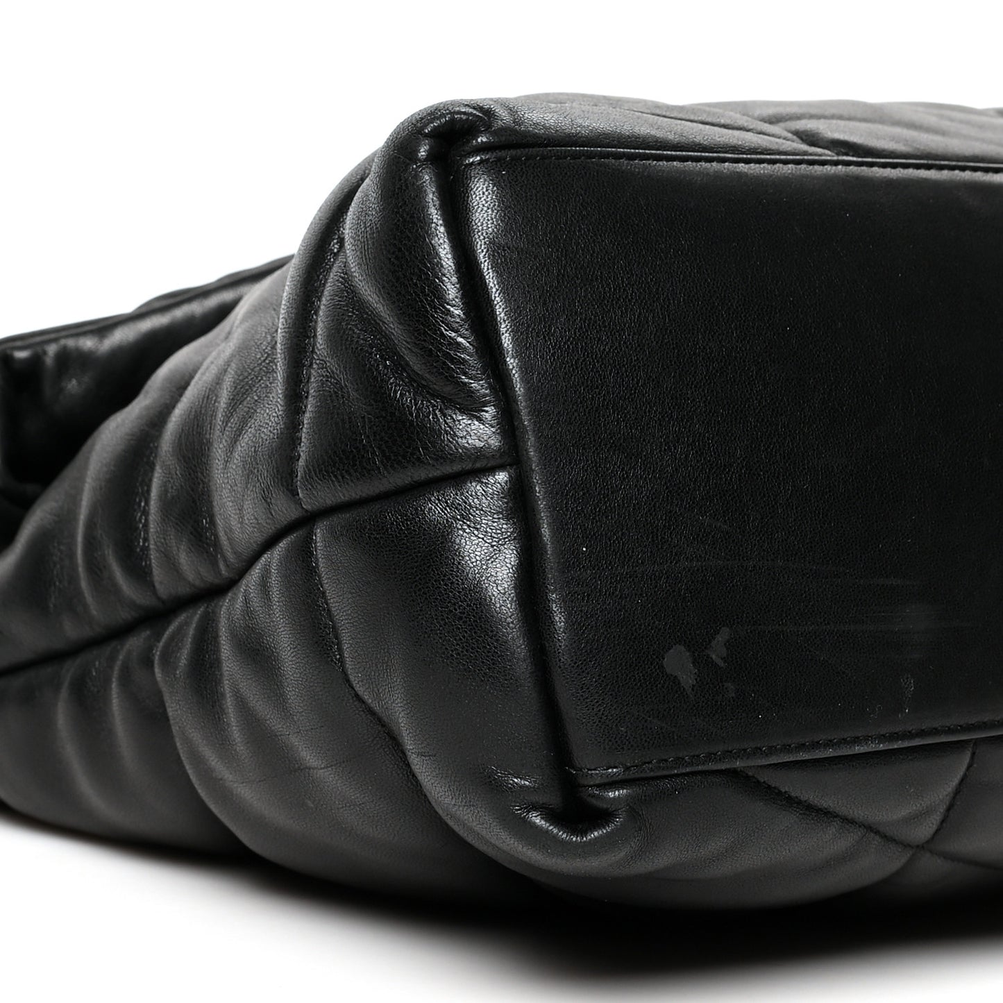 Lambskin Quilted Small Loulou Puffer Monogram Chain Satchel Black