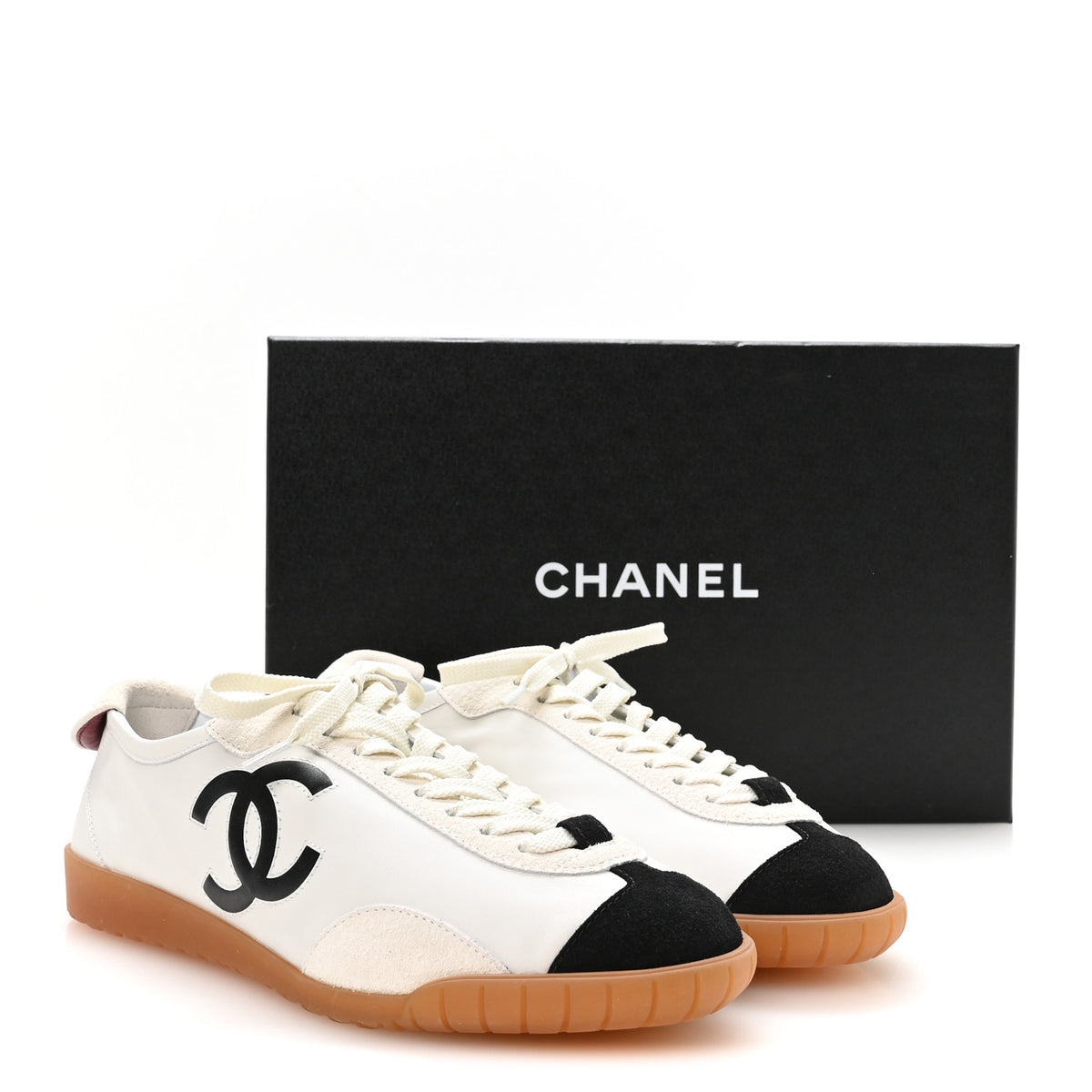 Calfskin Embossed Suede Sneakers 39.5 White Black