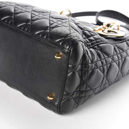 Christian Dior Lambskin Cannage Medium Lady Dior Black 11 of 12