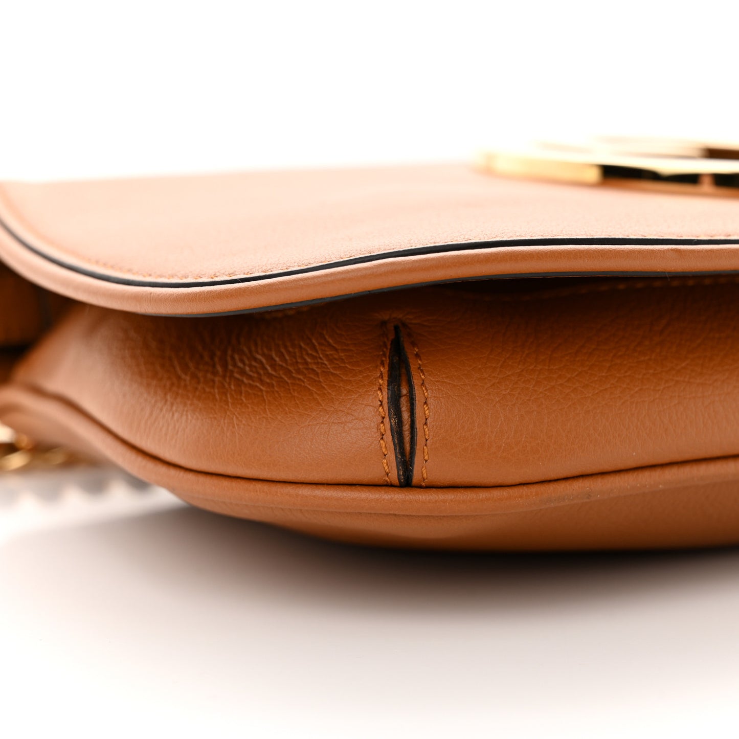 Roxy Calfskin Blondie Chain Shoulder Flap Bag Blondie Cognac