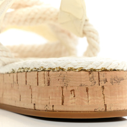 Chanel Cord Lambskin Quilted Logo Sandals 35 White 10 of 11
