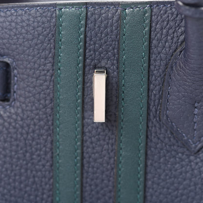 Hermes Togo Swift Officier Birkin 25 Bleu Nuit Vert Cypress 22 of 35