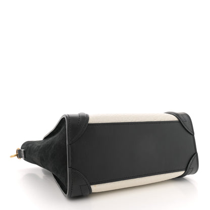 Celine Bullhide Calfskin Nubuck Bi-Color Nano Luggage Black White 4 of 14