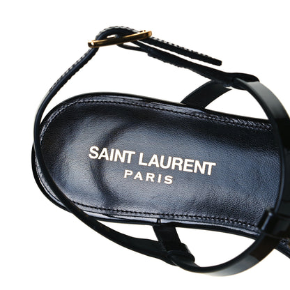 Saint Laurent Patent Calfskin Cassandra Monogram Sandals 36.5 Black 6 of 10