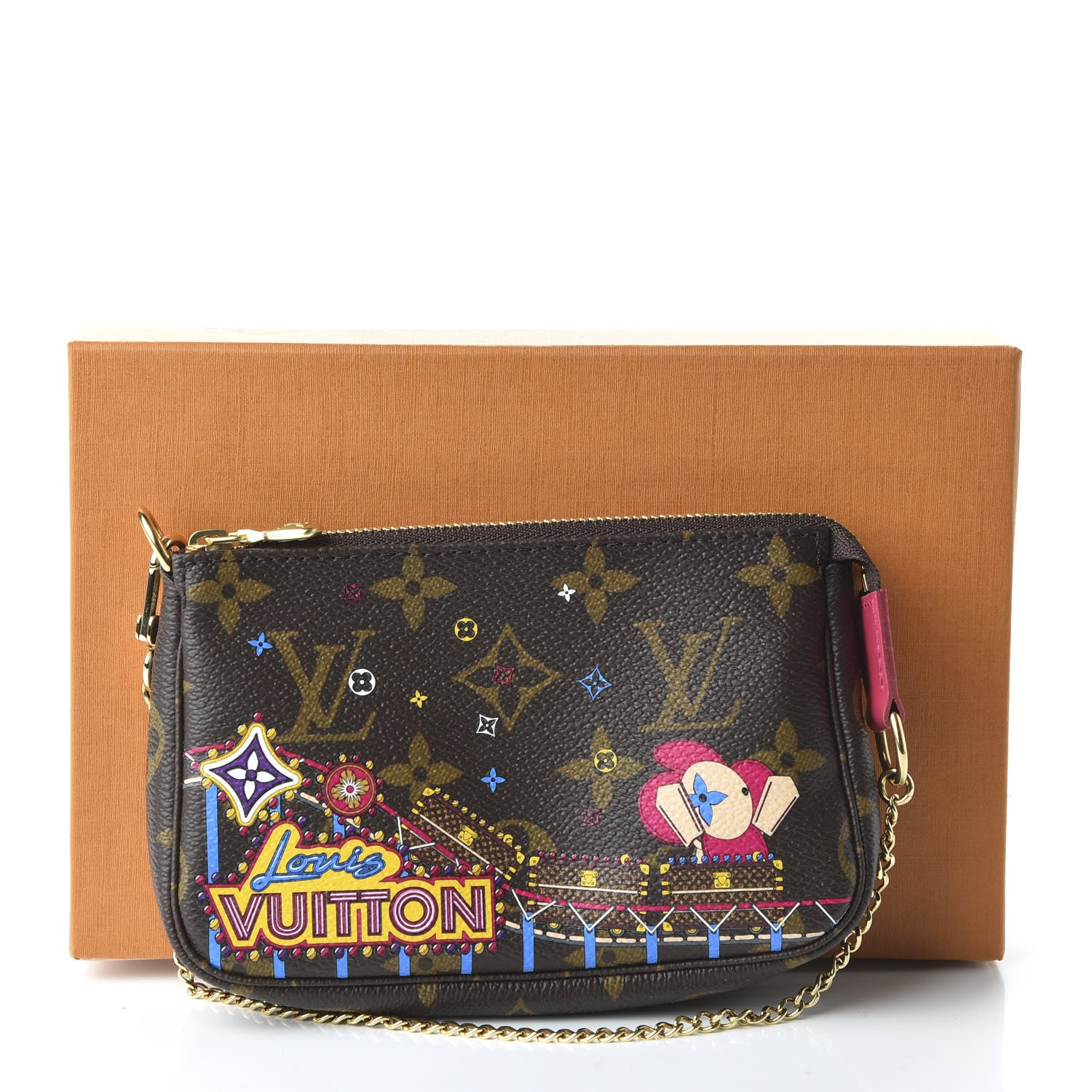 Louis Vuitton Monogram 2020 Christmas Animation Roller Coaster Mini Pochette Accessories Pivoine 11 of 11