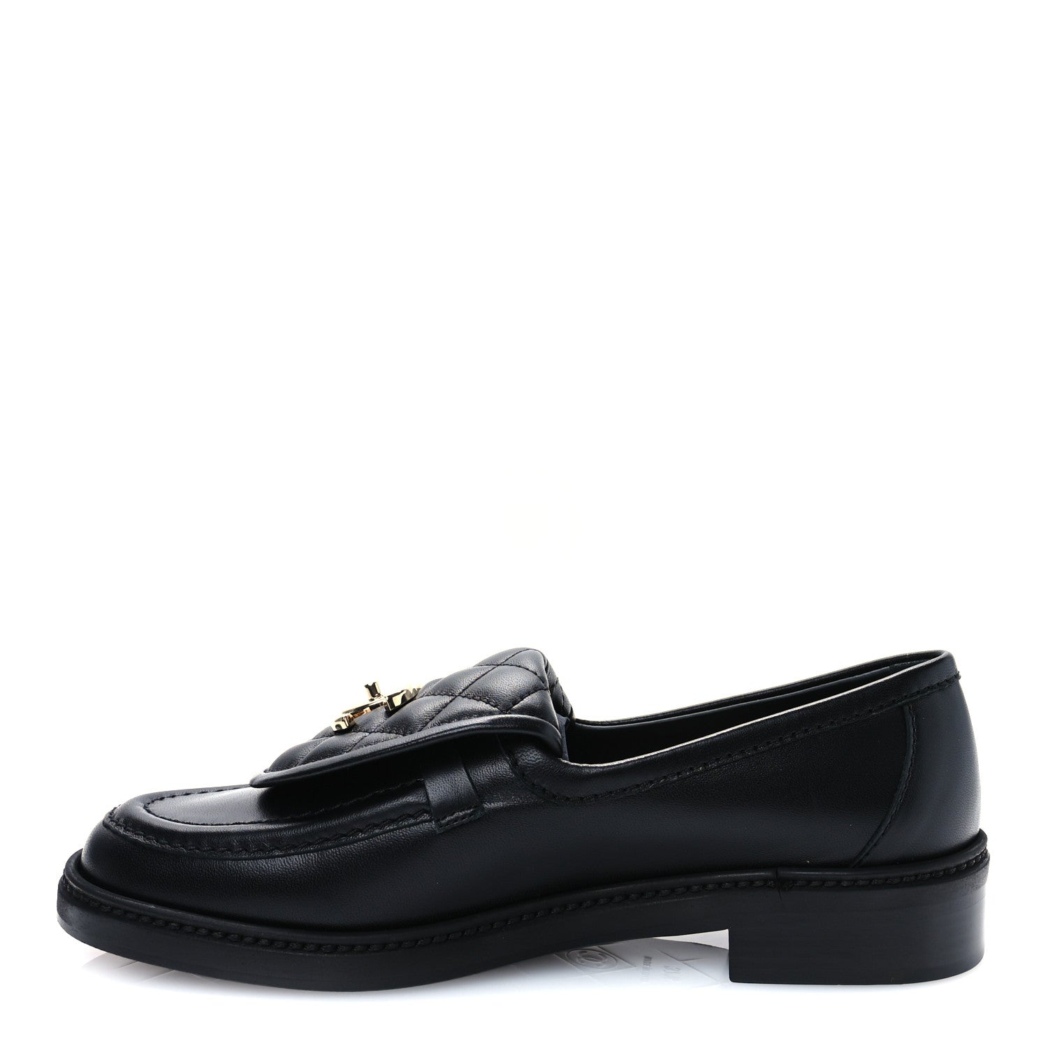 Chanel Lambskin Quilted CC Turnlock Loafers 37.5 Black 1 of 10