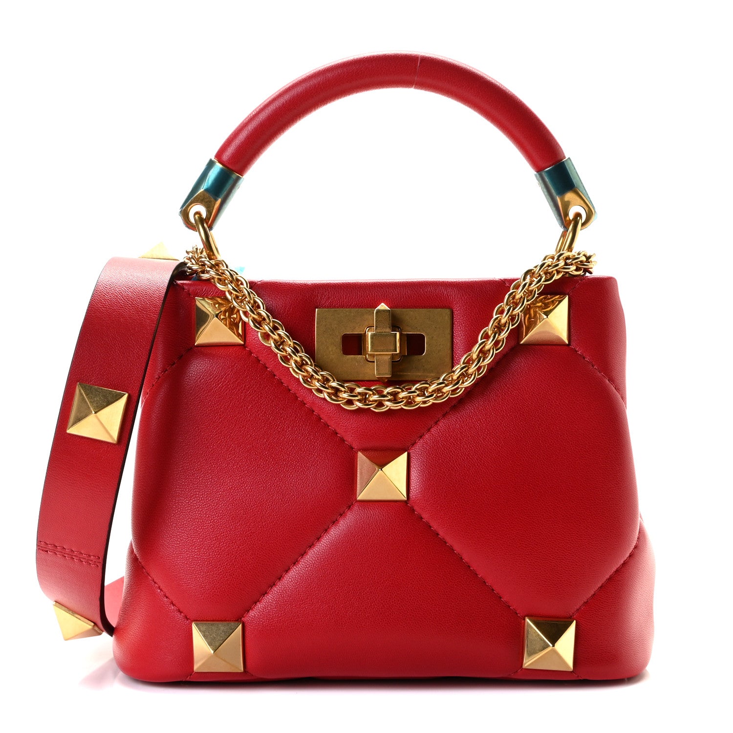 Valentino Garavani Nappa Mini Roman Stud The Handle Bag Rouge Pur 1 of 9