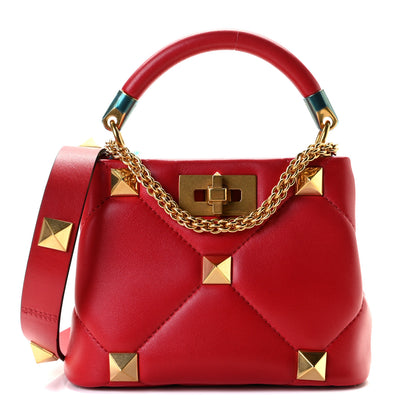 Valentino Garavani Nappa Mini Roman Stud The Handle Bag Rouge Pur 1 of 9