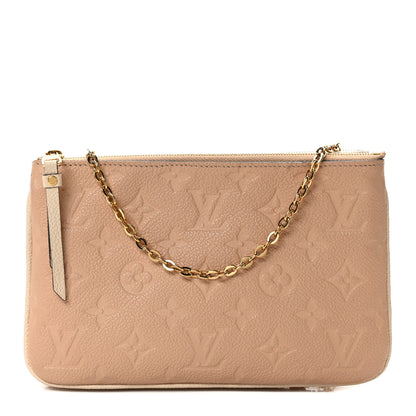 Louis Vuitton Empreinte Double Zip Pochette Beige Rose Creme 1 of 13