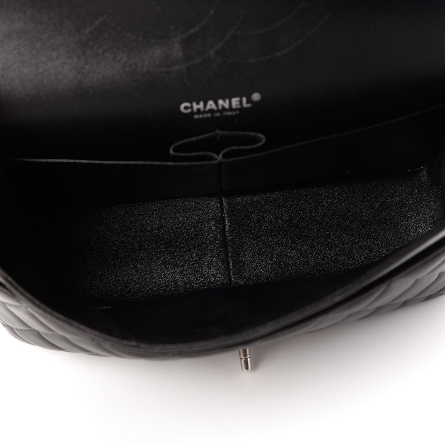 Lambskin Quilted Jumbo Double Flap Black