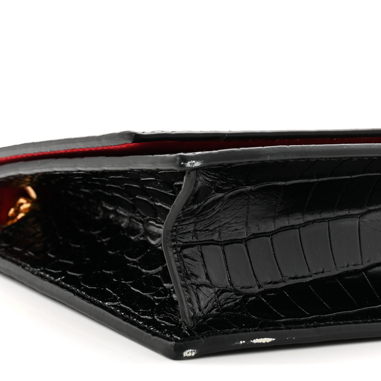 Calfskin Crocodile Embossed Skull Medium Shoulder Bag Black