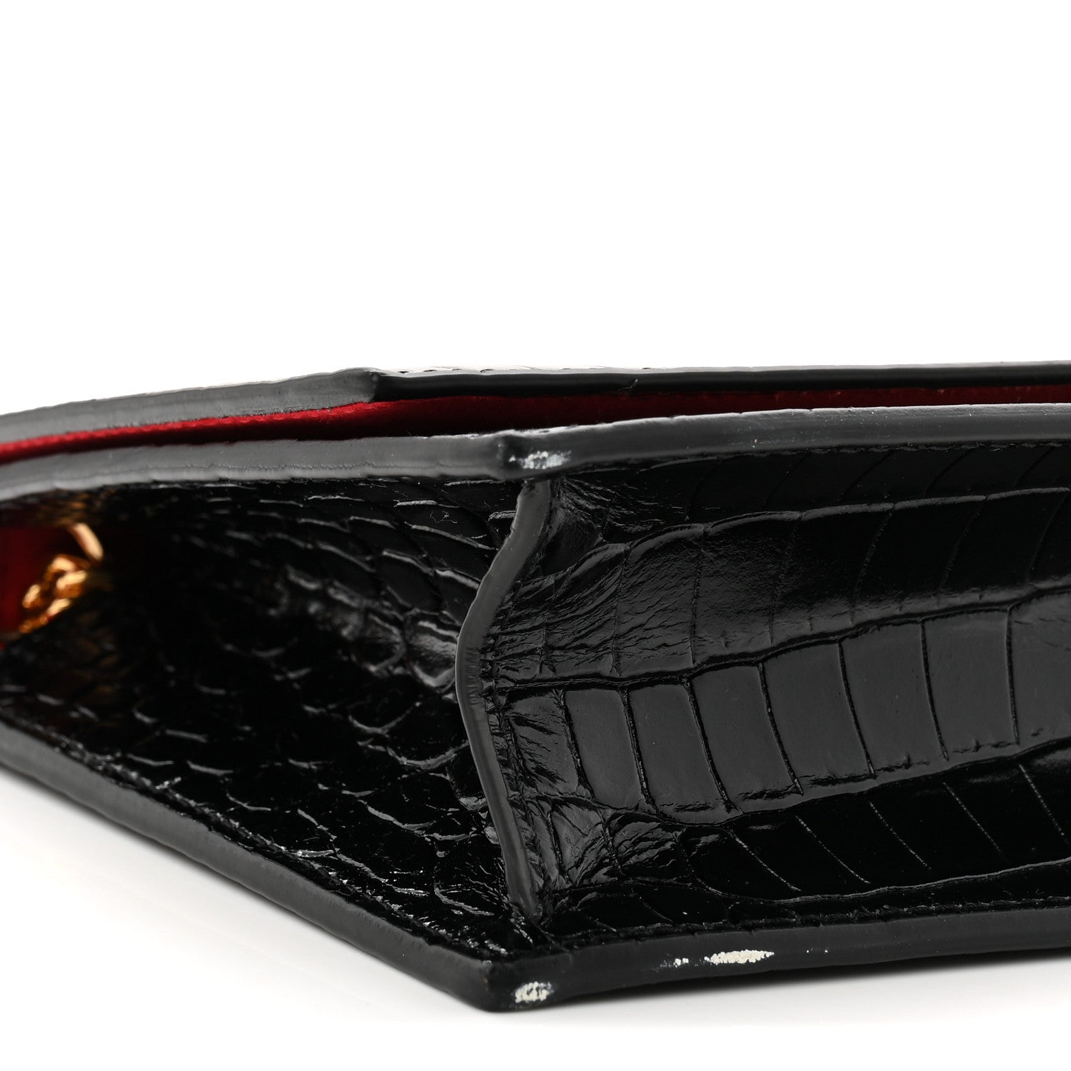 Alexander McQueen Calfskin Crocodile Embossed Skull Medium Shoulder Bag Black 8 of 10