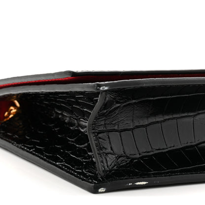 Alexander McQueen Calfskin Crocodile Embossed Skull Medium Shoulder Bag Black 8 of 10