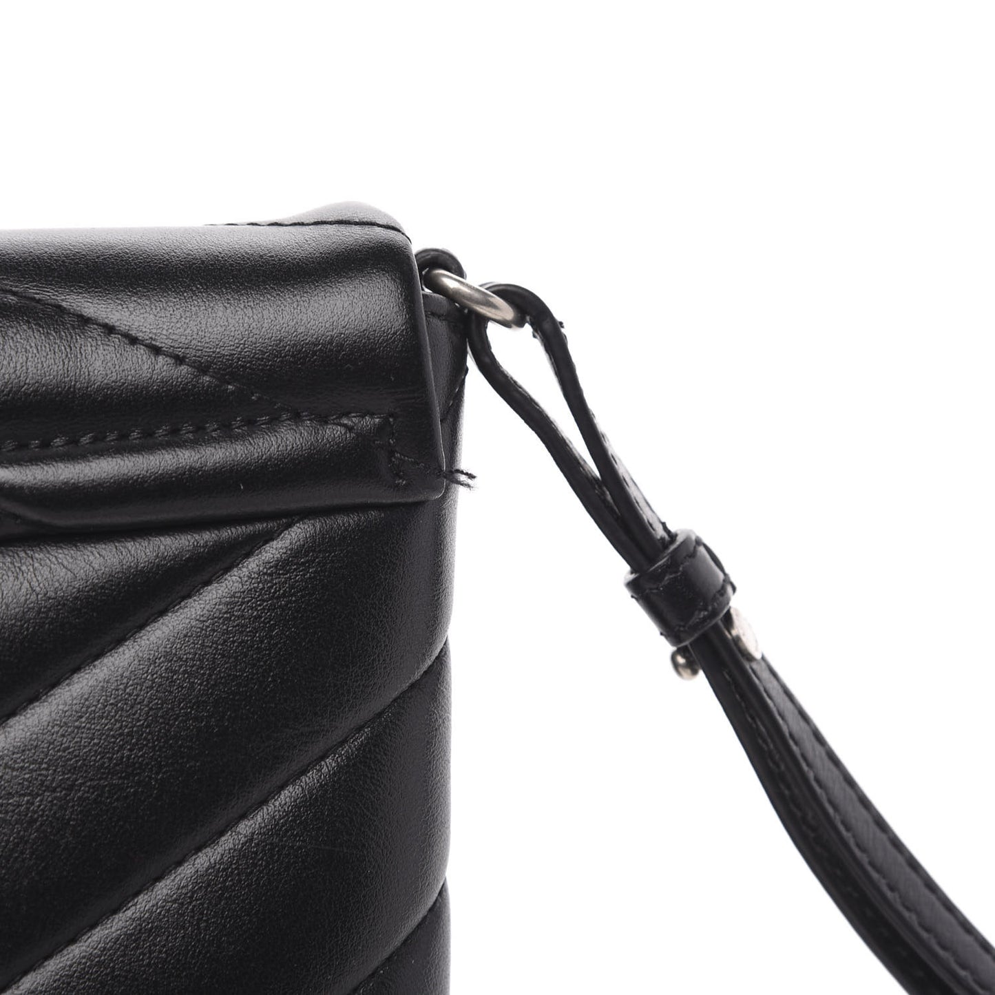 Calfskin Y Quilted Monogram Loulou Flap Bag Black