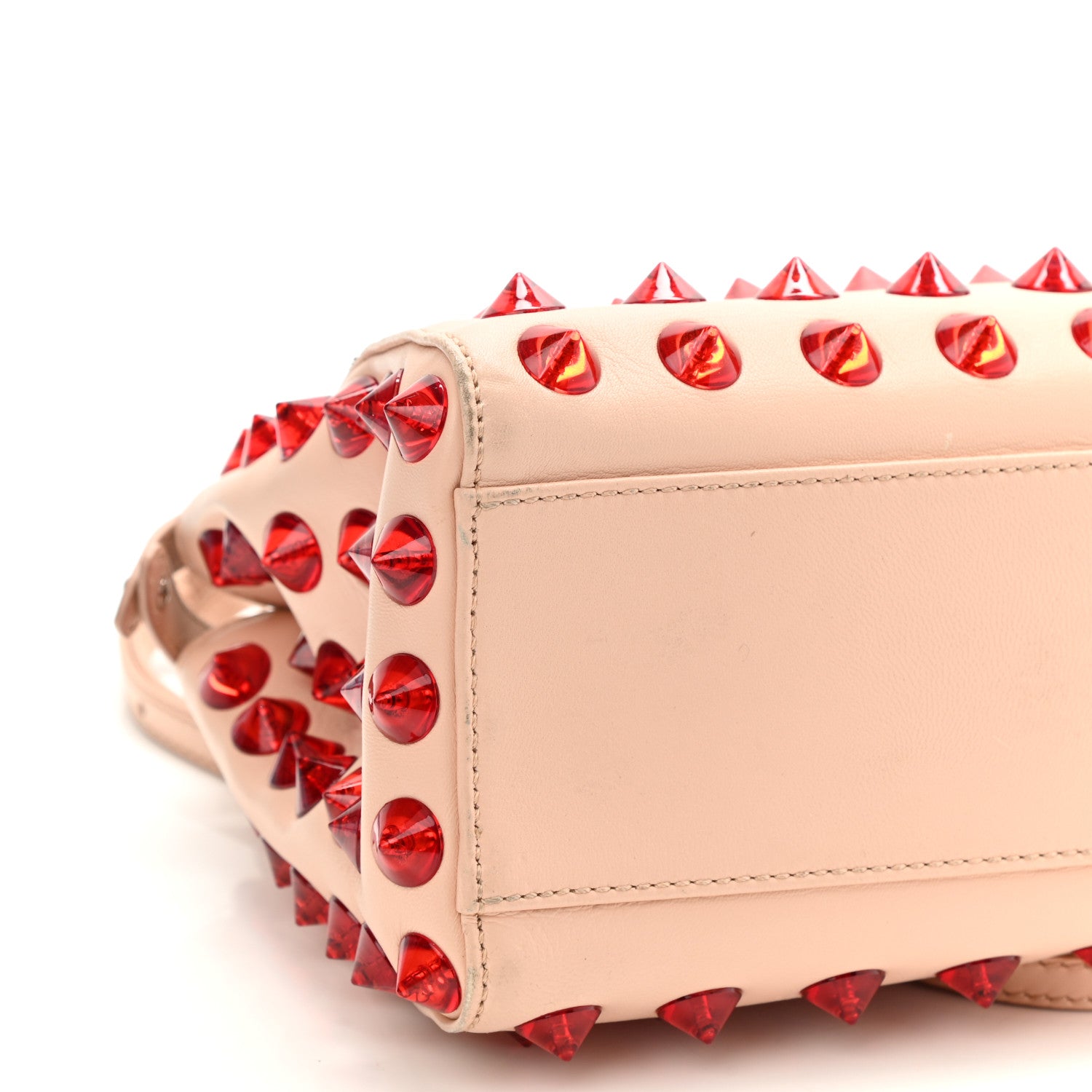 Fendi Nappa Studded Mini Peekaboo Iconic Satchel Light Pink Red 9 of 16