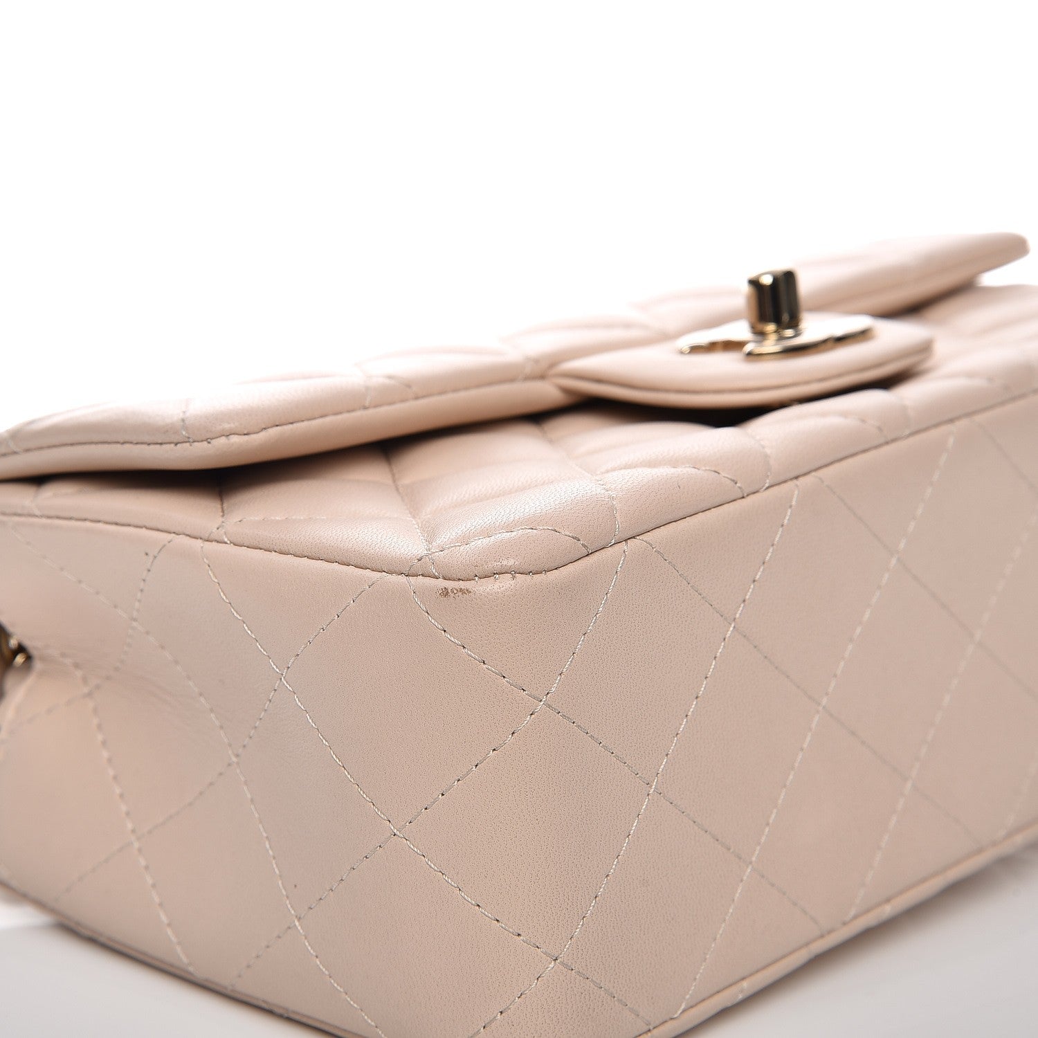 Chanel Lambskin Quilted Mini Rectangular Flap Light Beige 8 of 12