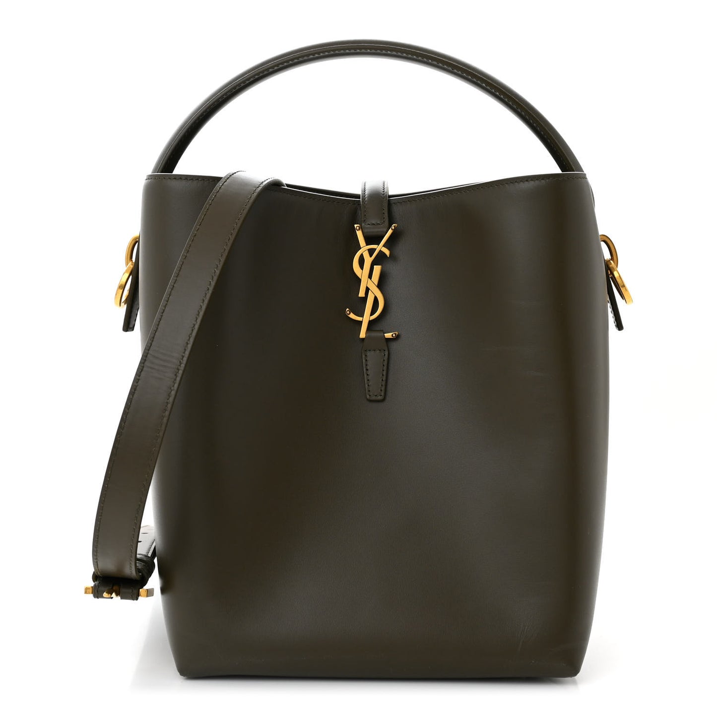 Shiny Calfskin Le 37 Bucket Bag Deep Musk