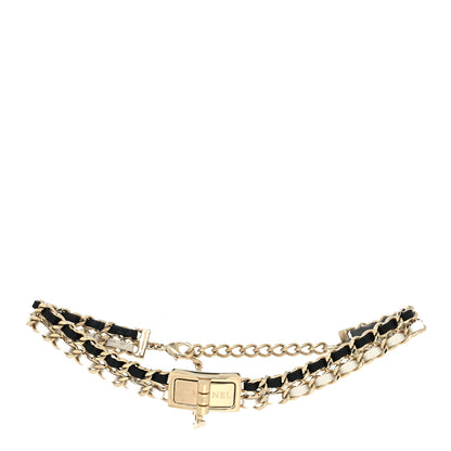 Chanel Metal Lambskin Reissue Lock Choker Necklace Black White Gold 3 of 5