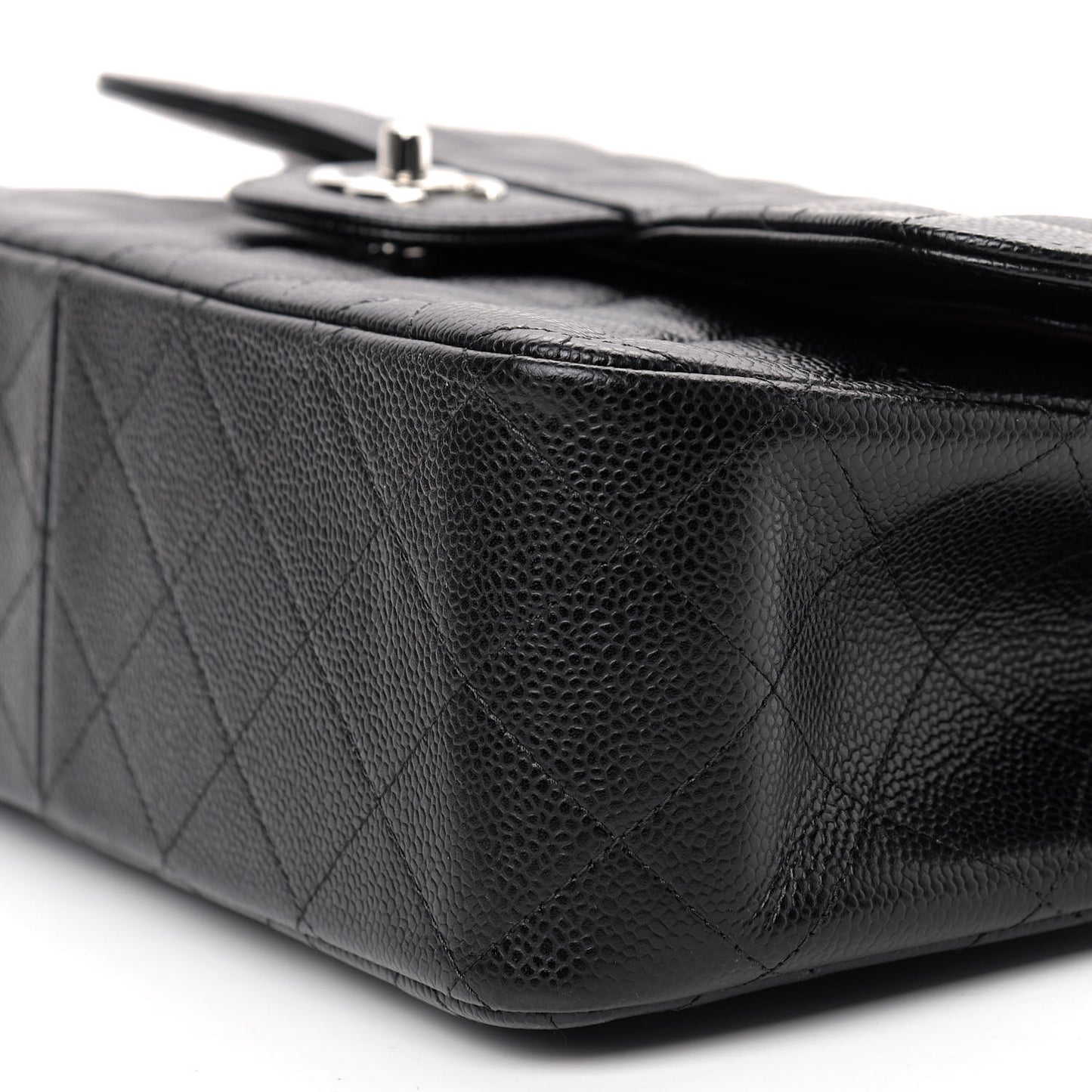 Caviar Quilted Jumbo Double Flap Black