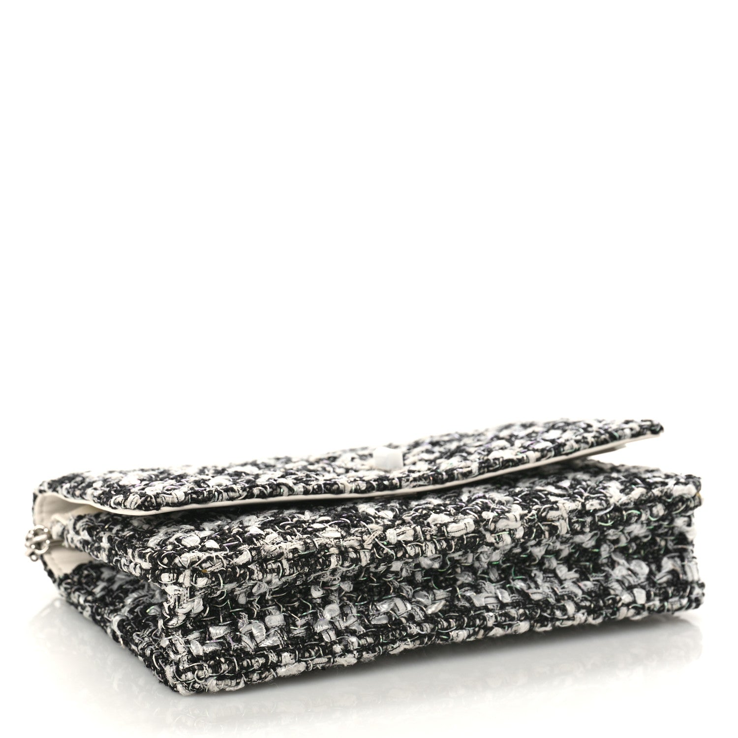 Chanel Tweed Quilted Reissue Wallet On Chain WOC White Black 4 of 11
