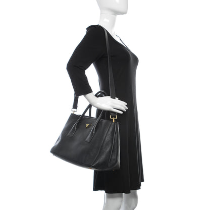 Prada Vitello Daino Tote Black 2 of 9