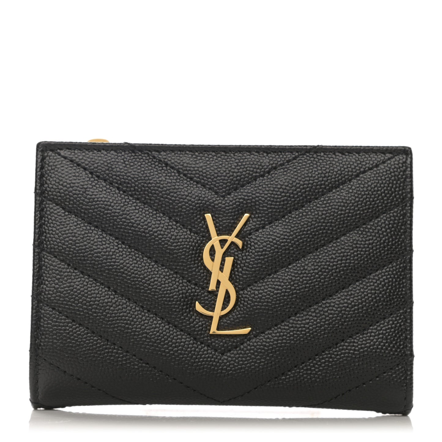 Grain De Poudre Matelasse Chevron Monogram Zipped Card Case Black
