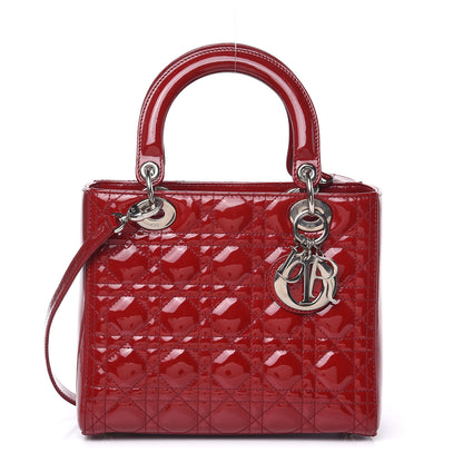 Christian Dior Patent Cannage Medium Lady Dior Red 1 of 12