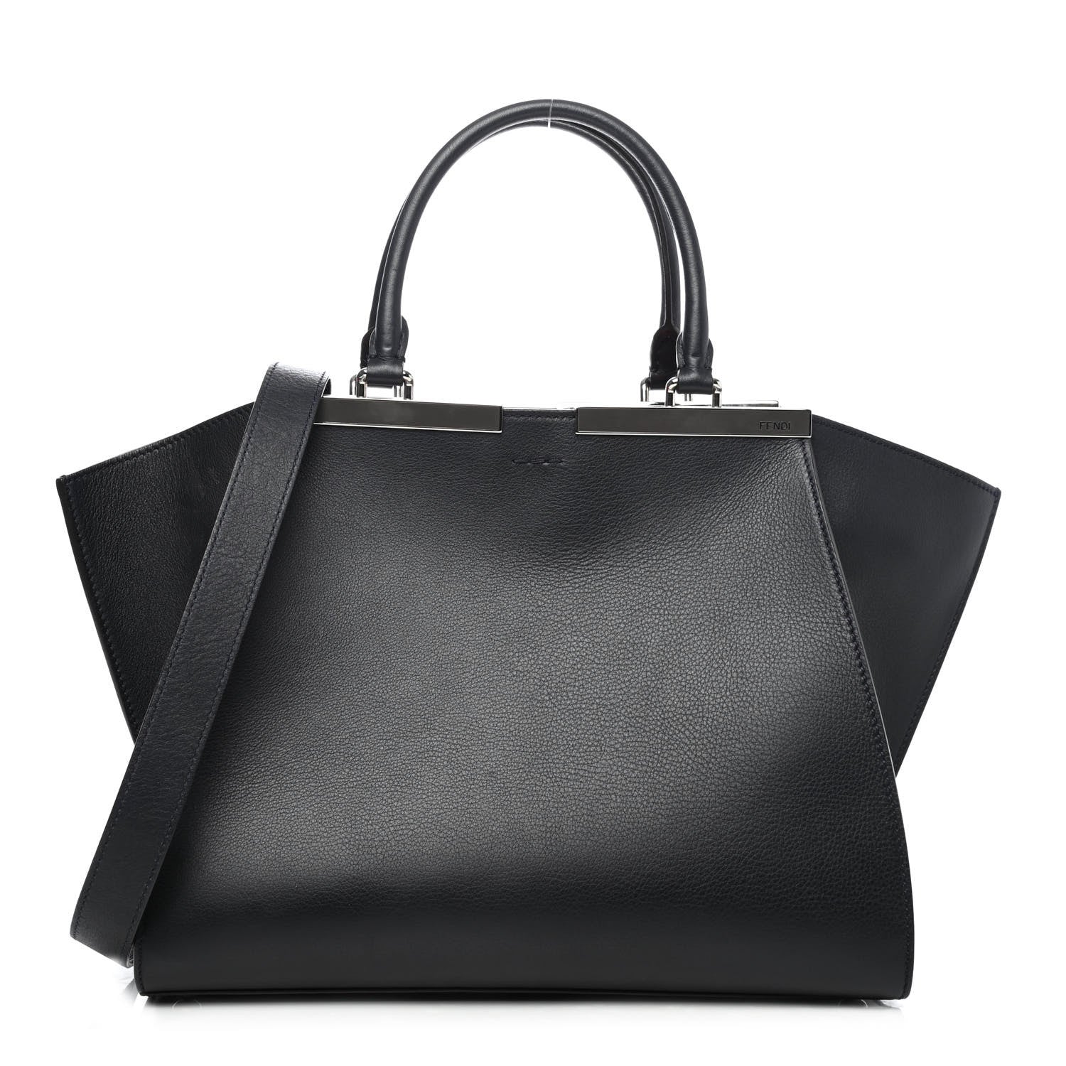 Fendi Vitello Dolce Marmol Shiny Nappa Petite 3Jours Tote Blue Notte 1 of 4