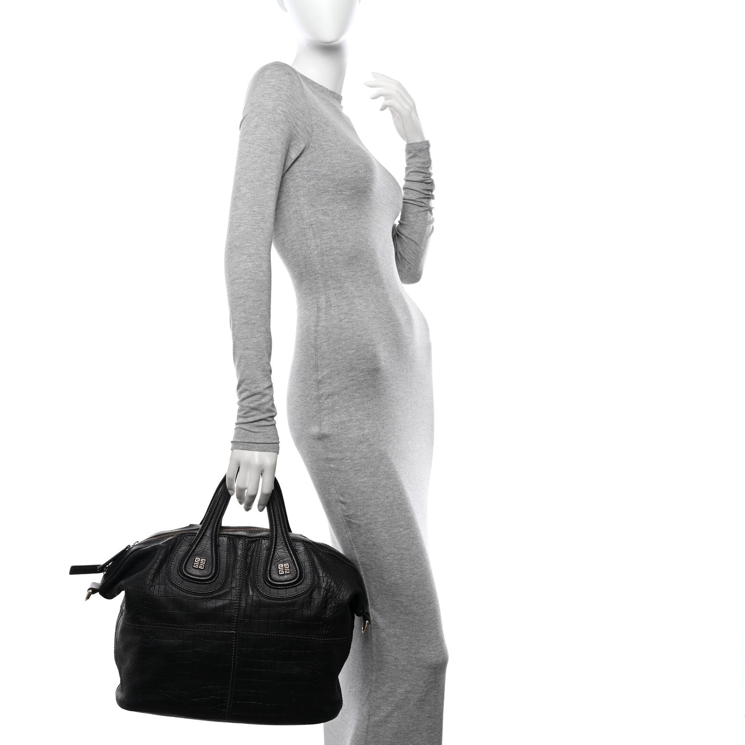 Givenchy Calfskin Crocodile Embossed Medium Nightingale Black 2 of 13