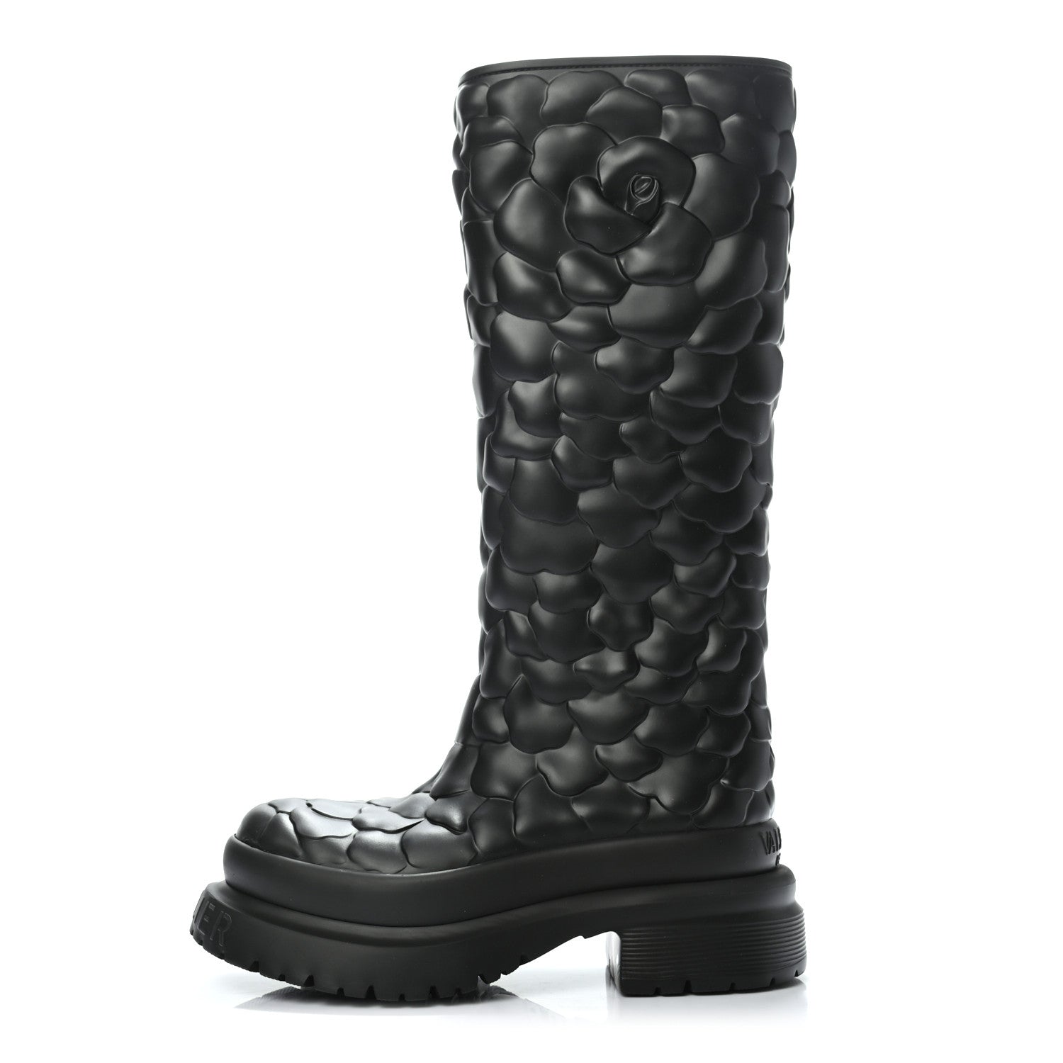 Valentino Garavani Rubber Atelier 03 Rose Edition 30/50mm Tall Rainboots 37 Black 1 of 7