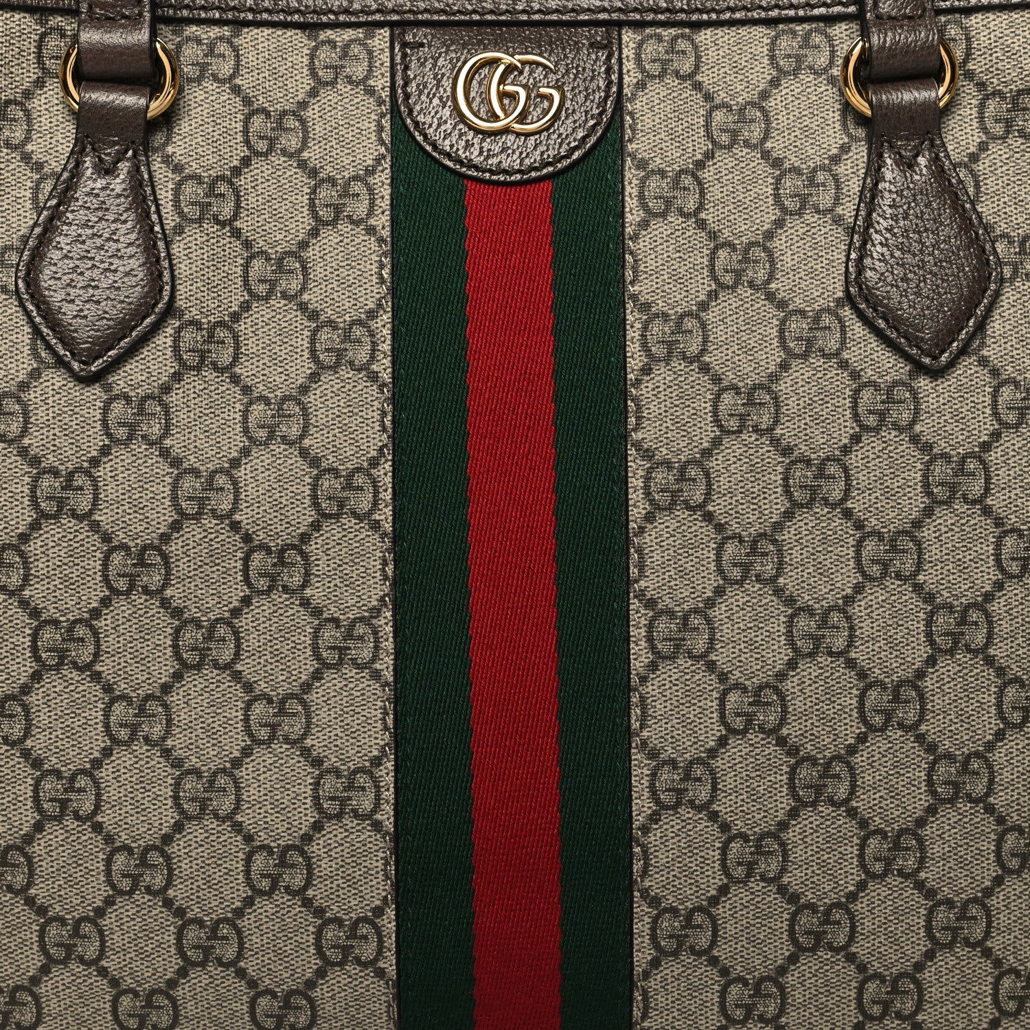 Gucci GG Supreme Monogram Textured Calfskin Web Medium Ophidia Shopping Tote Beige Ebony New Acero 8 of 10