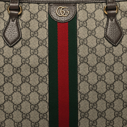 Gucci GG Supreme Monogram Textured Calfskin Web Medium Ophidia Shopping Tote Beige Ebony New Acero 8 of 10