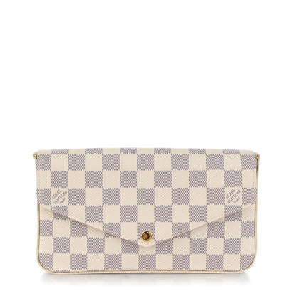 Louis Vuitton Damier Azur Pochette Felicie Chain Wallet Rose Ballerine 1 of 7