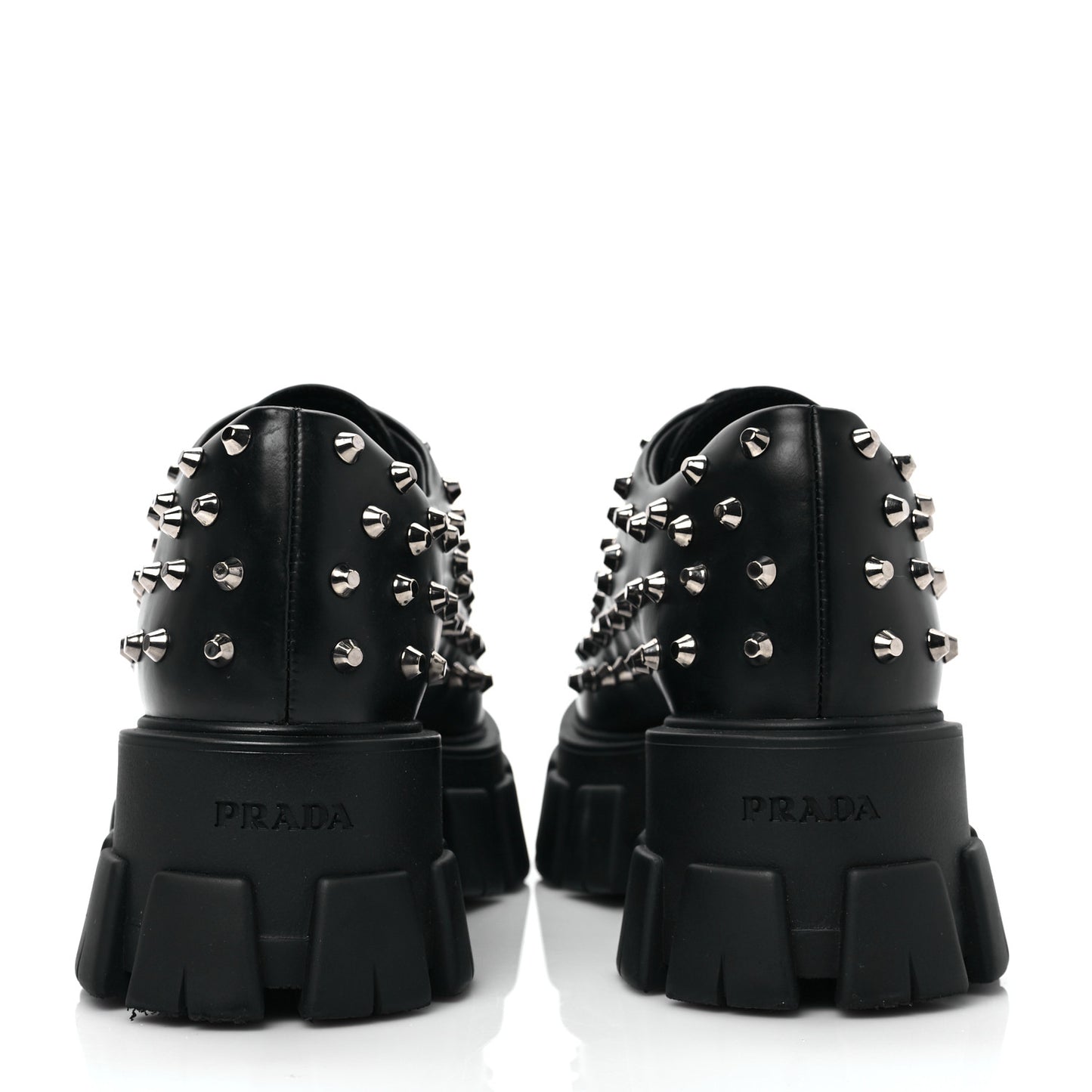 Spazzolato Rois Studded Lace Up Monolith 55mm Derby Loafers 39.5 Black