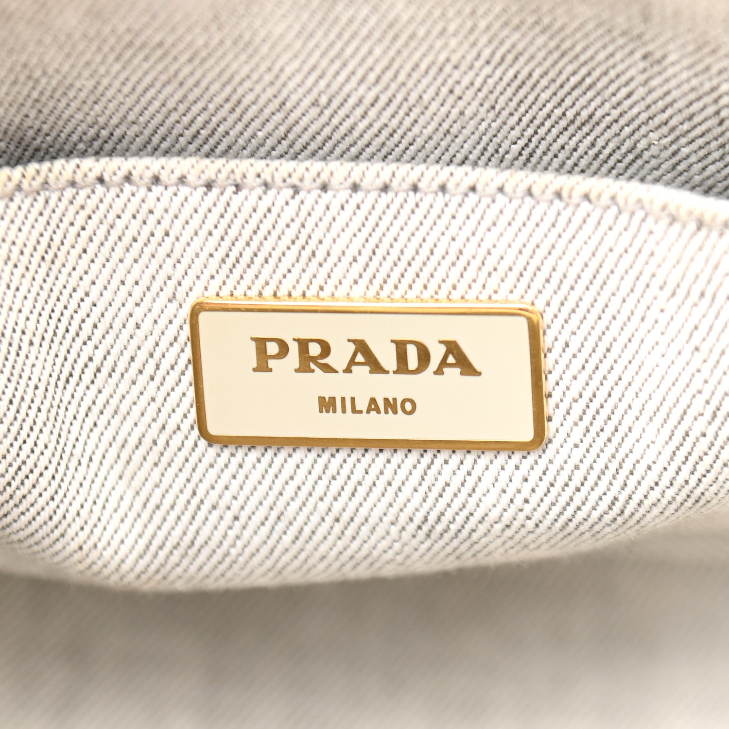 Prada Denim Small Logo Tote Bianco 6 of 9