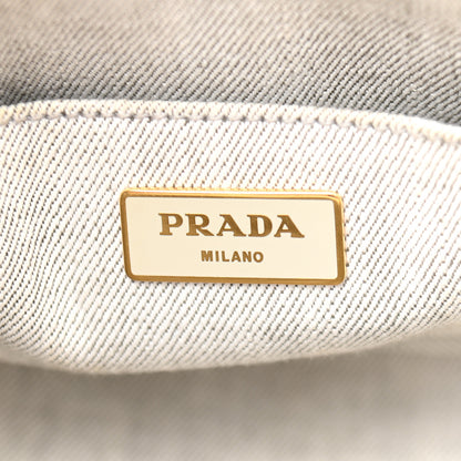 Prada Denim Small Logo Tote Bianco 6 of 9