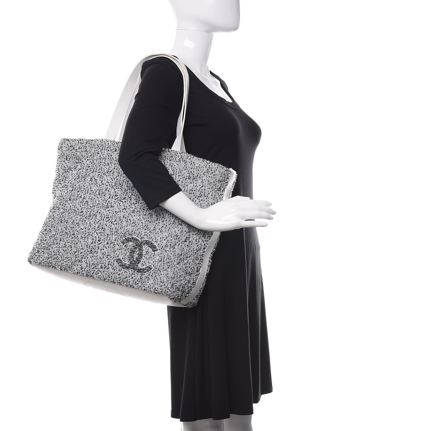 Chanel Terry Cotton Fizzy Tote Navy White 2 of 12