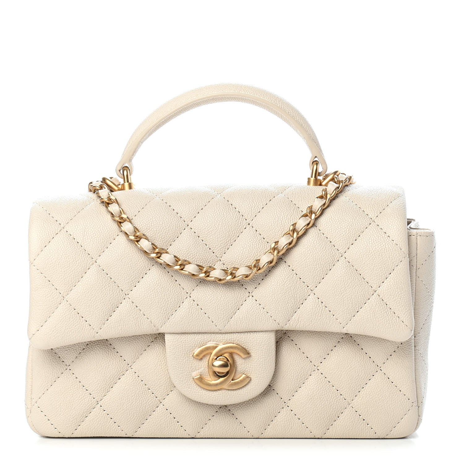 Chanel Caviar Quilted Mini Top Handle Rectangular Flap Beige 1 of 9