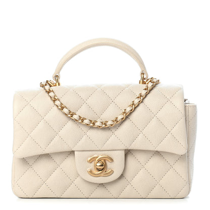 Chanel Caviar Quilted Mini Top Handle Rectangular Flap Beige 1 of 9