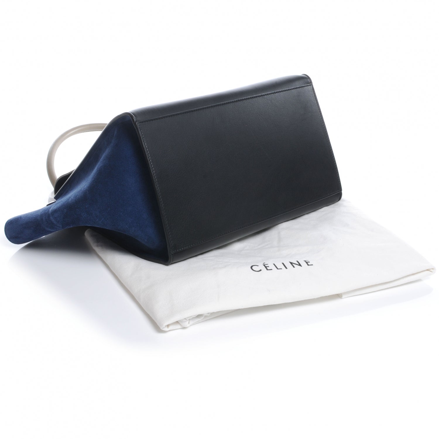 Celine Calfskin and Suede Large Tri-Color Trapeze Royal Blue 4 of 7