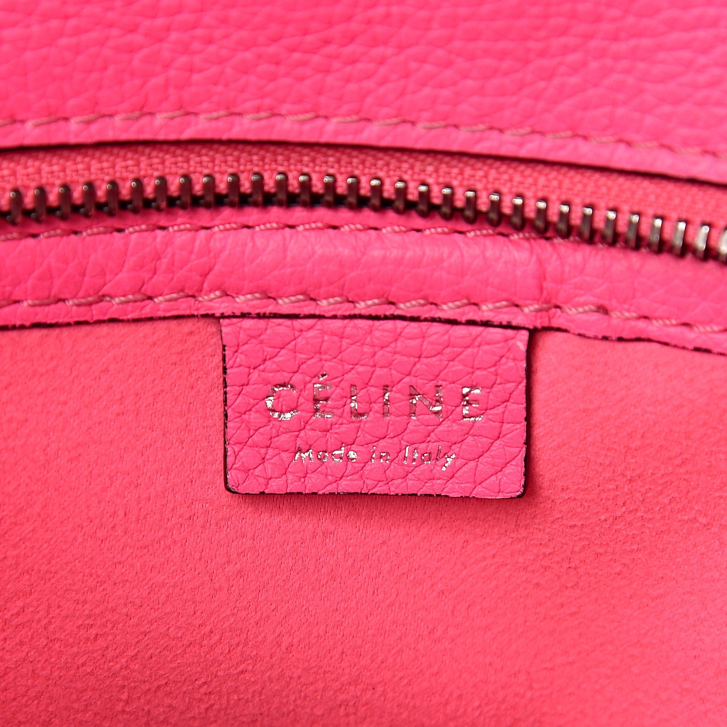 Drummed Calfskin Nano Luggage Fluo Pink