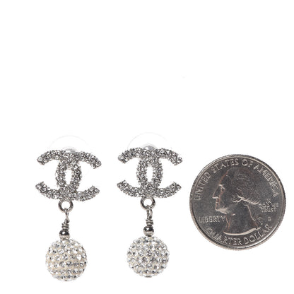 Chanel Crystal CC Drop Earrings Silver 2 of 5