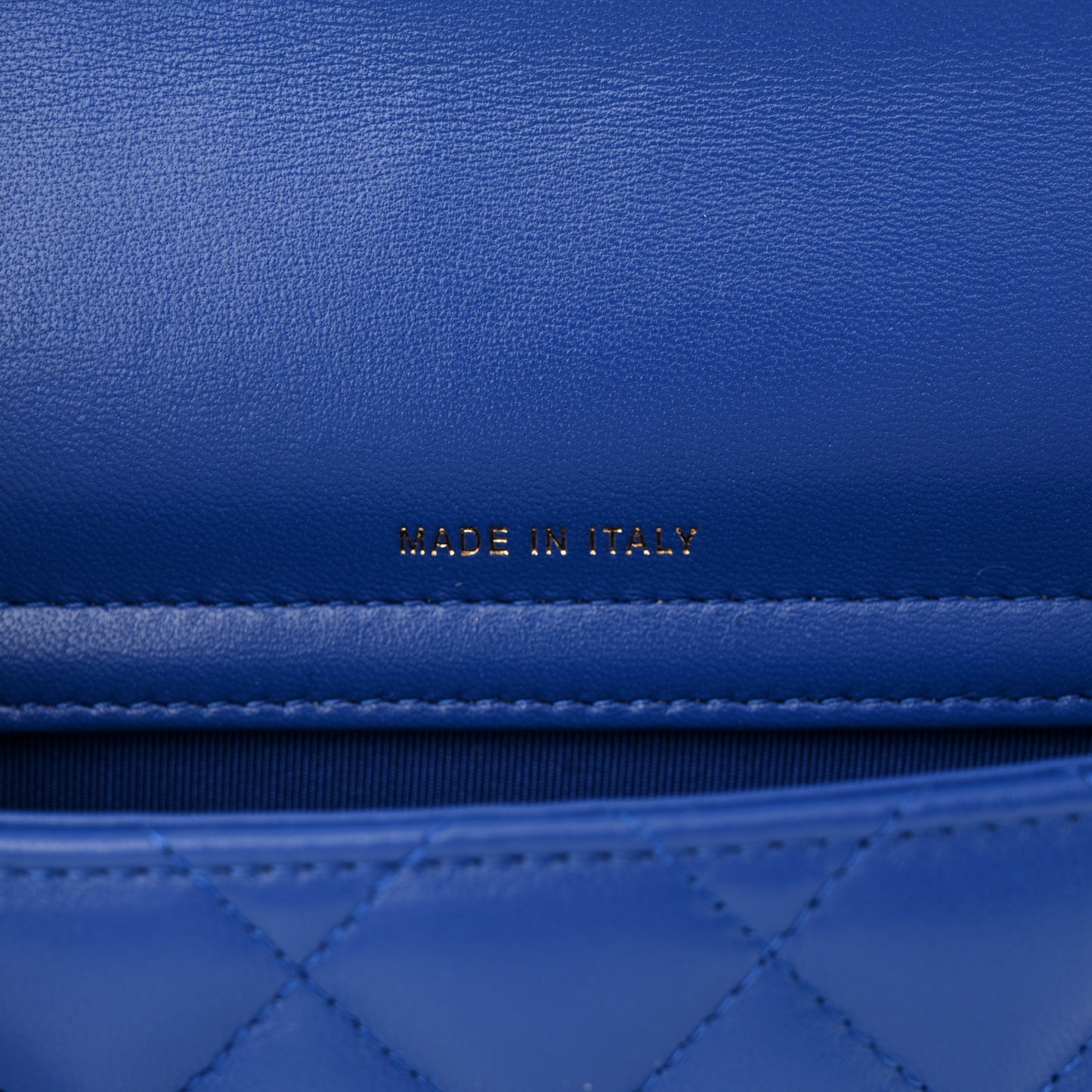 Lambskin Quilted Flap Phone Holder With Chain Blue