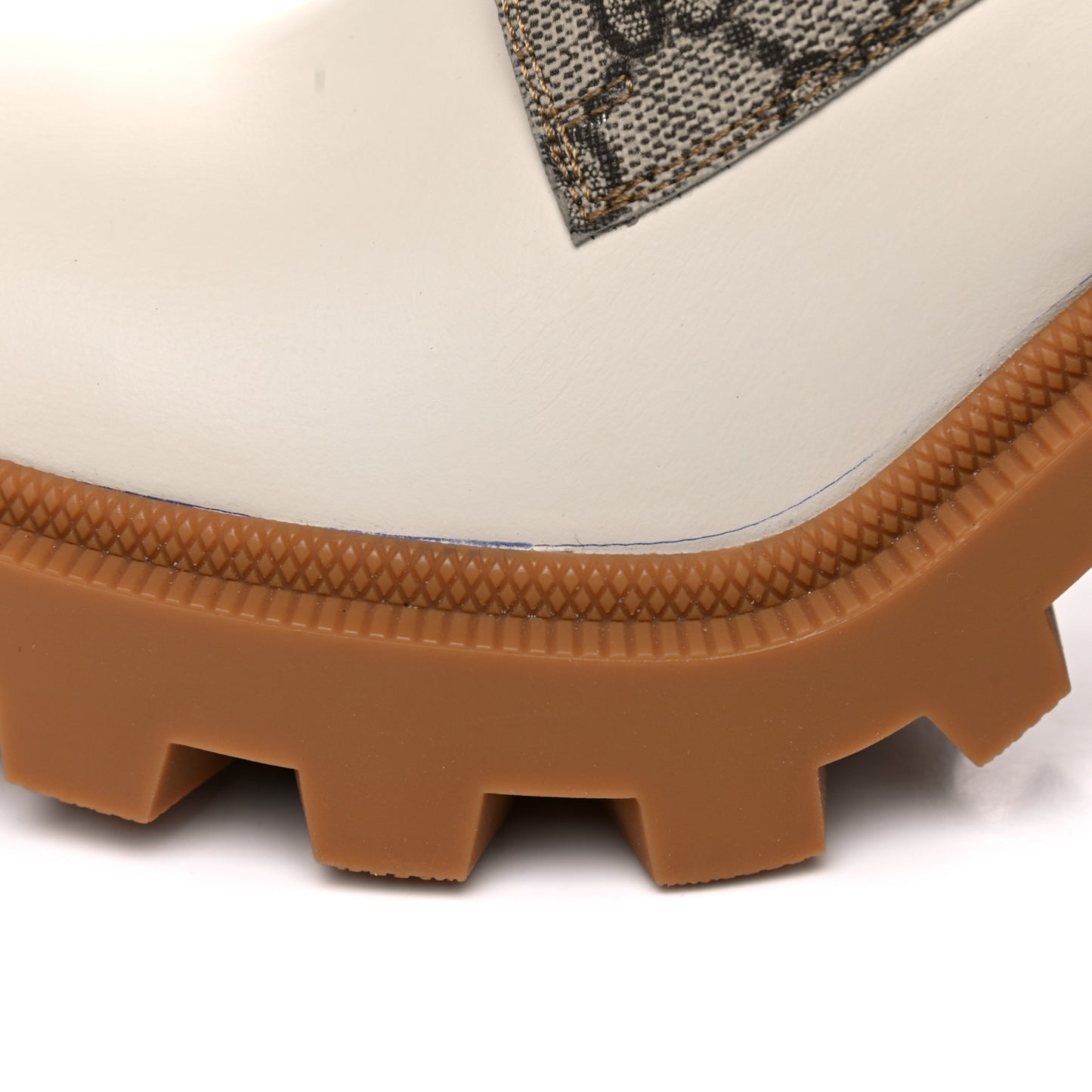 Calfskin GG Supreme Monogram Nappa Quilted Lace Up Ankle Boots 39 Mystic White Beige