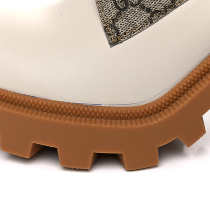 Gucci Calfskin GG Supreme Monogram Nappa Quilted Lace Up Ankle Boots 39 Mystic White Beige 11 of 14