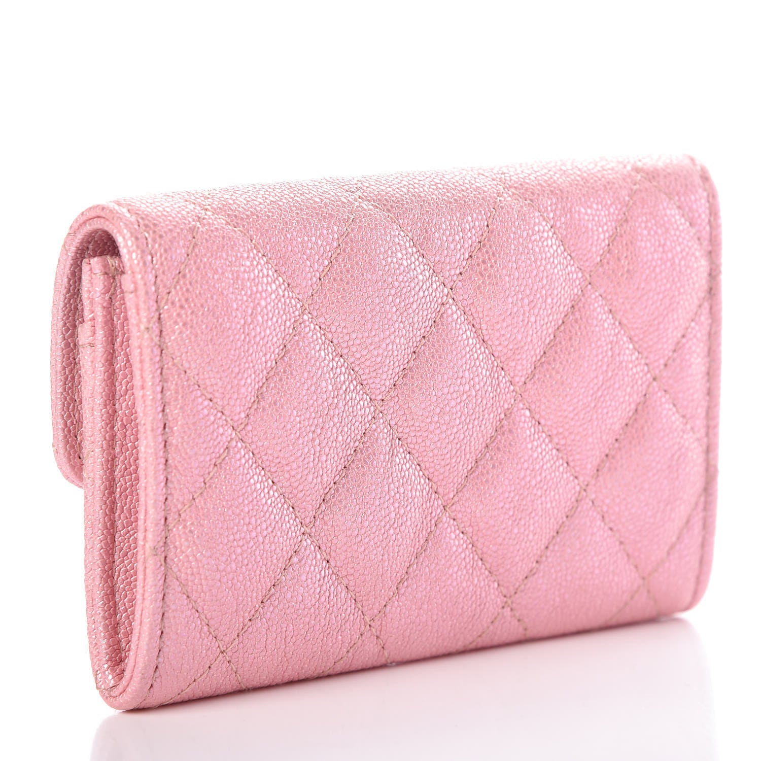 Chanel Iridescent Caviar Quilted Flap Card Holder Rose Pink 3 of 9