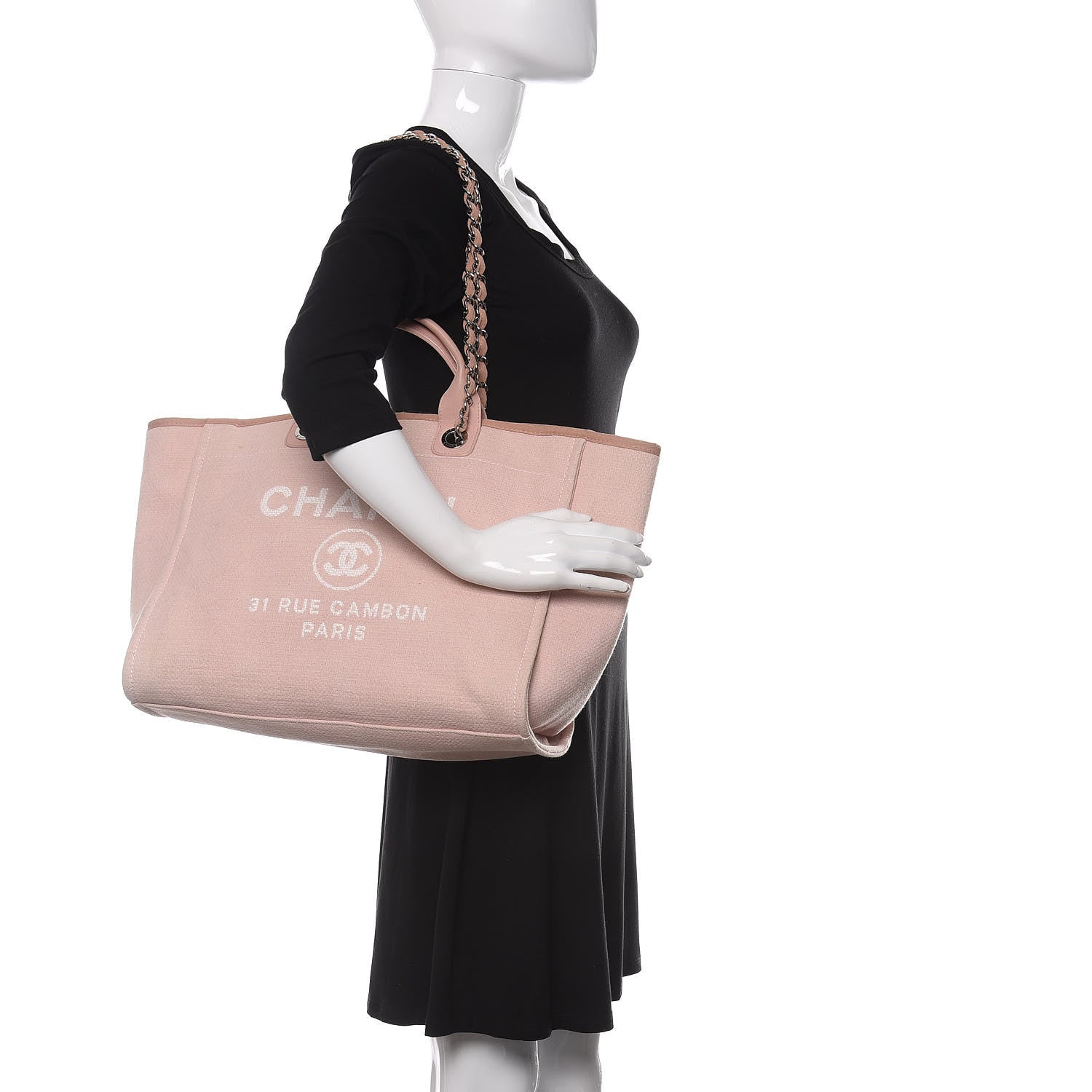 Chanel Canvas Medium Deauville Tote Light Pink 3 of 11