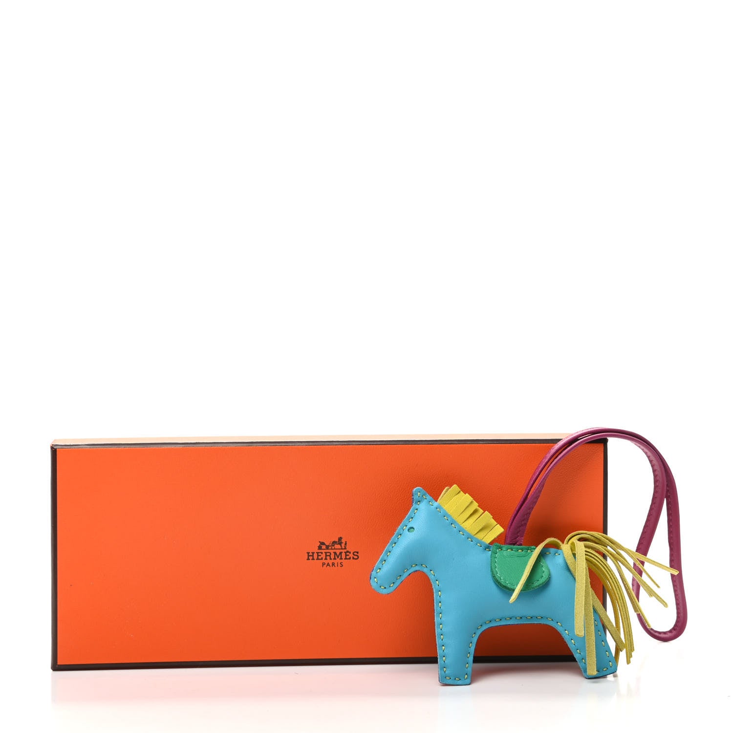 Hermes Milo Lambskin Grigri Rodeo Horse Bag Charm PM Bleu Electrique Bleu Azteque Soufre Menthe Rose Shocking Violet 4 of 4
